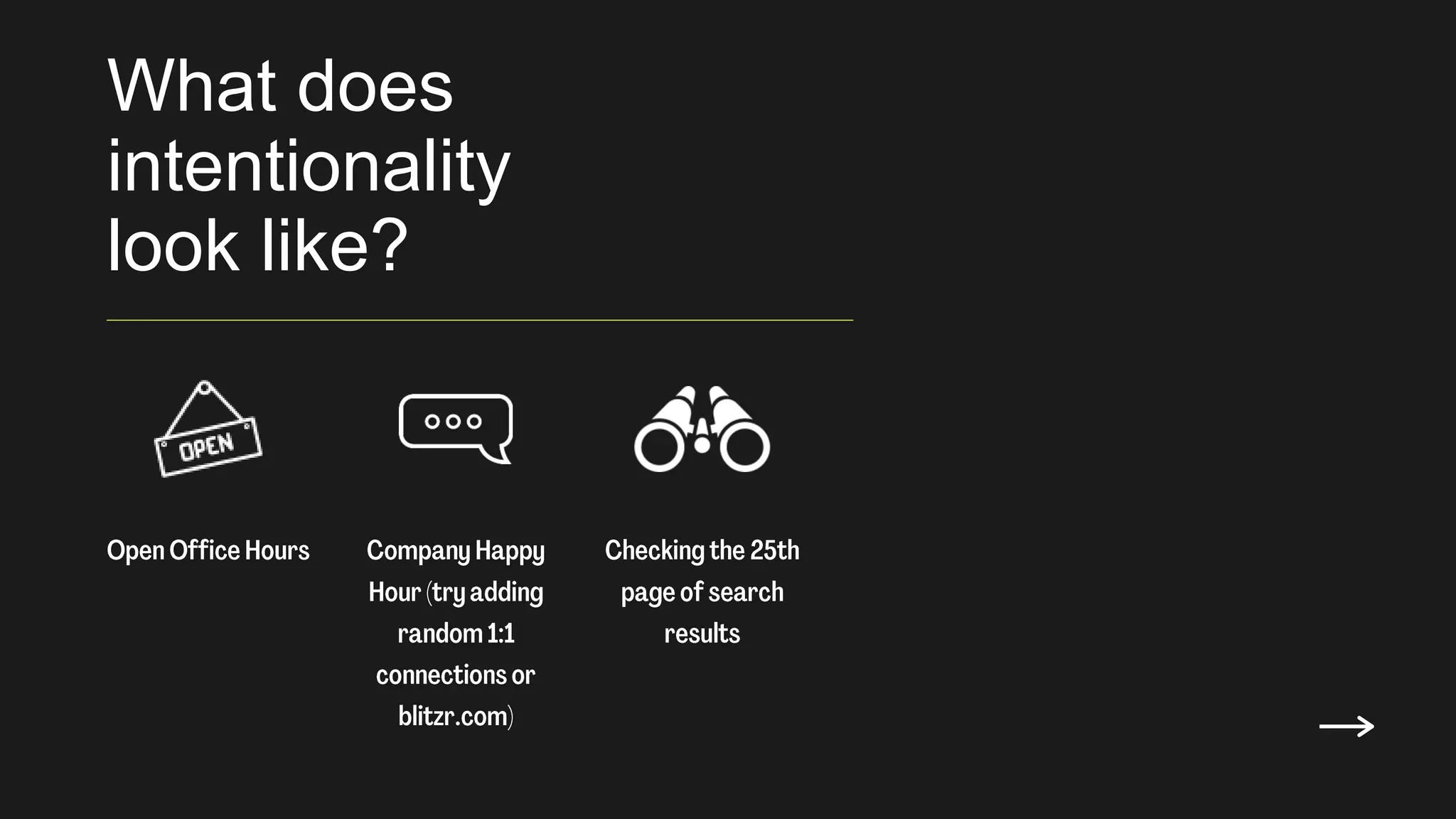 What does
intentionality
look like?
 