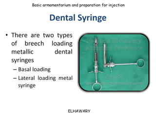 Armamentarium utilized for dental anesthesia