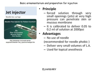 Armamentarium utilized for dental anesthesia