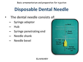 Armamentarium utilized for dental anesthesia