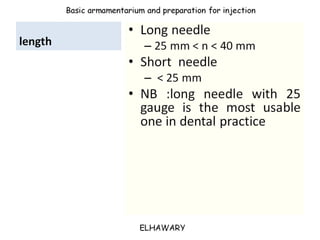 Armamentarium utilized for dental anesthesia