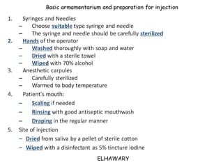 Armamentarium utilized for dental anesthesia