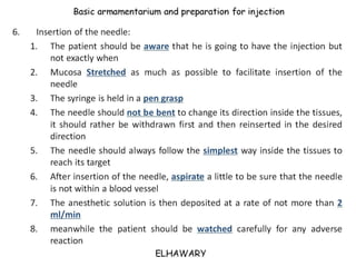 Armamentarium utilized for dental anesthesia