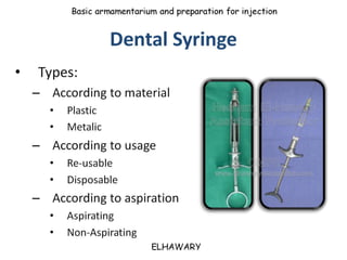 Armamentarium utilized for dental anesthesia