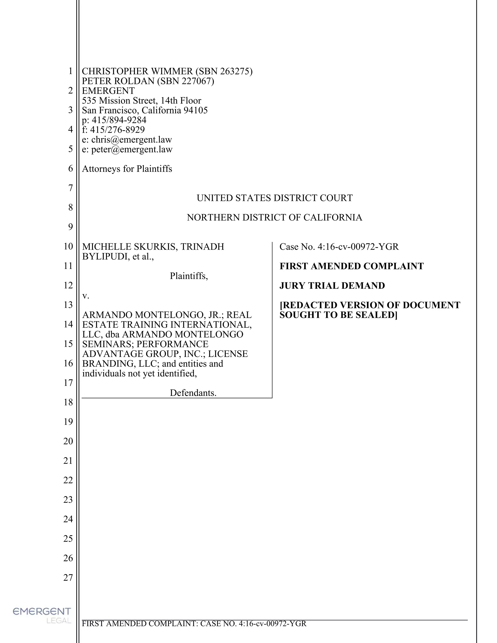 Armando montelongo first amended complaint rico | PDF