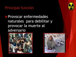 Principal función
 Provocar

enfermedades
naturales para debilitar y
provocar la muerte al
adversario

 