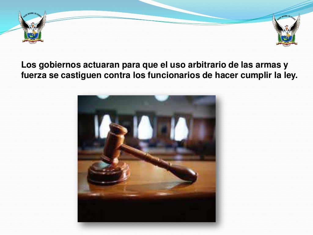 PRINCIPIOS BASICOS SOBRE EL EMPLEO DE LA FUERZA Y DE ARMAS DE FUEGO PRINCIPIOS BASICOS SOBRE EL EMPLEO DE LA FUERZA Y DE ARMAS DE FUEGO