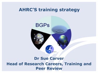 AHRC’S training strategy




            Dr Sue Carver
Head of Research Careers, Training and
            Peer Review
 