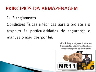 1- Planejamento
Condições físicas e técnicas para o projeto e o
respeito às particularidades de segurança e
manuseio exigidos por lei.
 