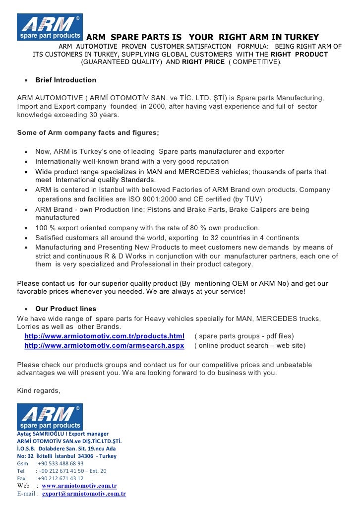 Arm company (Armi Otomotiv) presentation