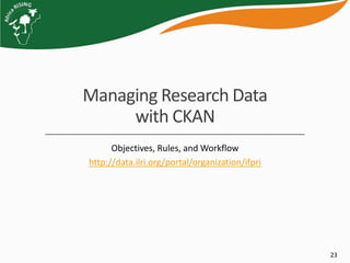 Project mapping, monitoring and data management tools for Africa RISING