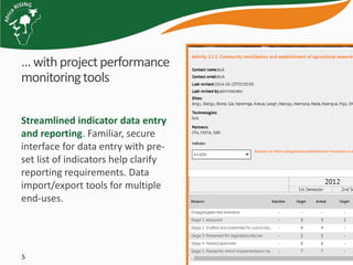 Project mapping, monitoring and data management tools for Africa RISING