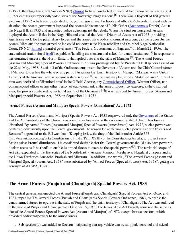 armed forces special powers act in (new york) – prime minister manmohan singh of india should override the objections of the army and keep his 2004 promise to repeal the armed forces special powers act (afspa), human rights watch . armed forces special powers act in (new york) – prime minister manmohan singh of india should override the objections of the army and keep his 2004 promise to repeal the armed forces special powers act (afspa), human rights watch .