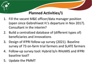 Monitoring, Evaluation, and Data Management