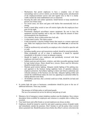 Robbery Checklist.pdf Armed robbery prevention | PDF
