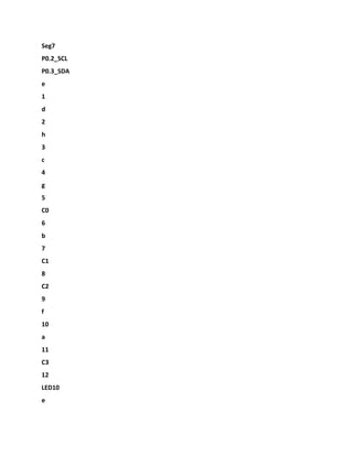 Seg7
P0.2_SCL
P0.3_SDA
e
1
d
2
h
3
c
4
g
5
C0
6
b
7
C1
8
C2
9
f
10
a
11
C3
12
LED10
e
 