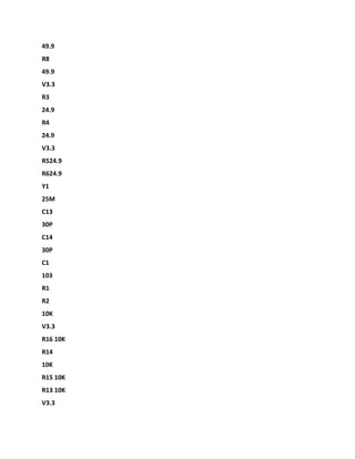 49.9
R8
49.9
V3.3
R3
24.9
R4
24.9
V3.3
R524.9
R624.9
Y1
25M
C13
30P
C14
30P
C1
103
R1
R2
10K
V3.3
R16 10K
R14
10K
R15 10K
R13 10K
V3.3
 