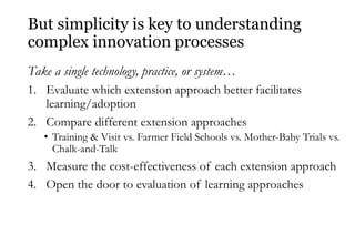 Improving evidence on the impact of agricultural research and extension: Reflections on CSISA’s experience