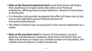 Overall Financial Statements Level Risks Examples ARMGT402-Topic 2d Audit planning.pdf bhb | PDF