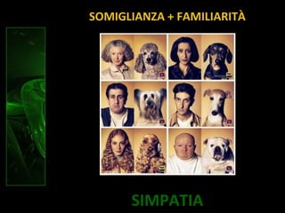 SIMPATIA
SOMIGLIANZA + FAMILIARITÀ
 