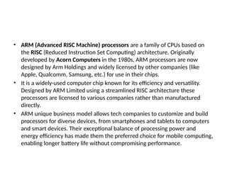 Comprehensive Overview of ARM Processors: Architecture, Features, and ...