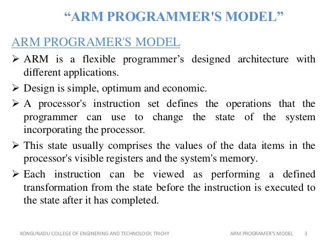 Arm programmer's model