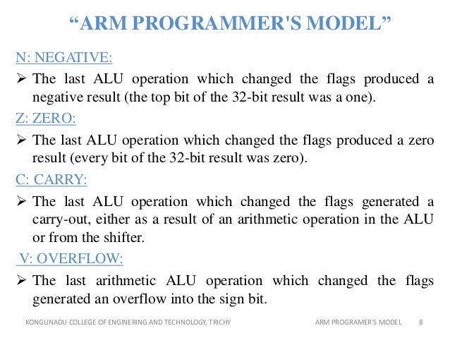 Arm programmer's model