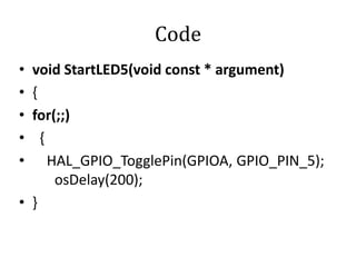 Implementing ARM RTOS for LED Control with GPIO and Delays | PDF