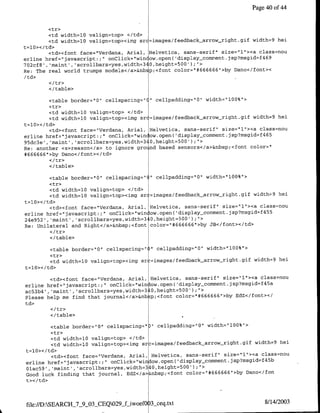 Page 40 of 44


        <tr>
        <td width=l0 valign=top> •/td>
        <td width=l0 valign=top><img src=images/feedback-arrow-right.gif width=9 hei
t=l0></td>
        <td><font face="Verdana, Anial, Helvetica, sans-serif" size="Il`><a class=nou
erline href="javascript:;U'onClick="win ow.open( 'display-comment.jsp?msgid=f469
702cf8', 'maint' ,'scrollbars=yes,width=K340,height=500');">
Re: The real world trumps models</a>&nbsp;<font color="`#666666"1>by Dano</font><
/td>

        </table>

         <table border="0" cellspacing=" " cellpadding='0" width="l00%">
         <tr>
         <td width=l0 valign=top> </td>
         <td width=l0 valign=top><img sr =images/feedback arrow right.gif width=9 hei
t=l0></td>
         <td><font face="Verdana, Arial, Helvetica, sans-serif" size='1"I><a class=nou
erline href="javascript:;"I onCliclc="wincow.open( 'display-comment.jsp?msgid=f465
95dc3e' ,'maint', 'scrollbars=yes,width=3 0,height=500' );">
Re: another <s>reason</s> to ignore gro nd based sensors</a>&nbsp;<font color="
#666666">by Dano</font></td>

        </table>

        <table border="10" cellspacing=&'   "   cellpadding="0"l width="~l00%">
        <tr>
        <td width=1Q valign=top> </td>
        <td width=l0 valign=top><img sr     ,=images/feedback arrow-right.gif width=9 hei
t=l0></td>
        <td><font face="Verdana, Anial,      Helvetica, sans-serif" size="l"I><a class~nou
erline href='javascript:;" onClick="win     low.open( 'display-comment.jsp?rnsgid~f455
24e952', 'maint' ,'scrollbars=yes,width=3    O,height=500');">
Re: Unilateral and Right</a>&nbsp;<foflt     color="*666666"1>by JB</font></td>

        </table>

        <table border="10" cellspacing=")' cellpadding="O" width='l00%">
        <tr>
        <td width=l0 valign=top><img sr =images/feedback_arrow~-right.gif width=9 hei
t=10></td>

        <td><font face="Verdana, Anial, Helvetica, sans-serif" size="l'I><a class=nou
erline href="javascript: ;' onClick="winiow.open( 'display-comnment.jsp?rnsgid~f45a
ac53b4 , 'maint' ,'scrollbars=yes,width-310,height=500');"I>
Please help me find that journalc/a>&nb p;<font color="1#666666">by EdZ</foflt></
td>

         </table>

         <table border="O' cellspacing" "DIcellpadding='0" width="l00%">
         <tr>
         <td width=l0 valign=top> </td>
         <td width=10 valign=top><img sr ~=images/feedback-arrow-night.gif width=9 hei
t=10>< /td>
         <td><font face="Verdana, Anial, Helvetica, sans-serif" size='l"><a class=nou
                                                                              45
erline href="javascript:;" onClick="window.openC 'display~comnment.jsp?msgid~f b
                                                   5
Olac5S , 'maint,',scrollbarszyes,widthz340,height=  OO') ;">
Good luck finding that journal, EdZ</a>&nbsp;<font color="*666666"1>by Dano</f on
t></td>



 file:/D:SEARCHi7_9_03_CEQ029jf-iwoefO ?3-eq.txt                                    8/14/2003
 