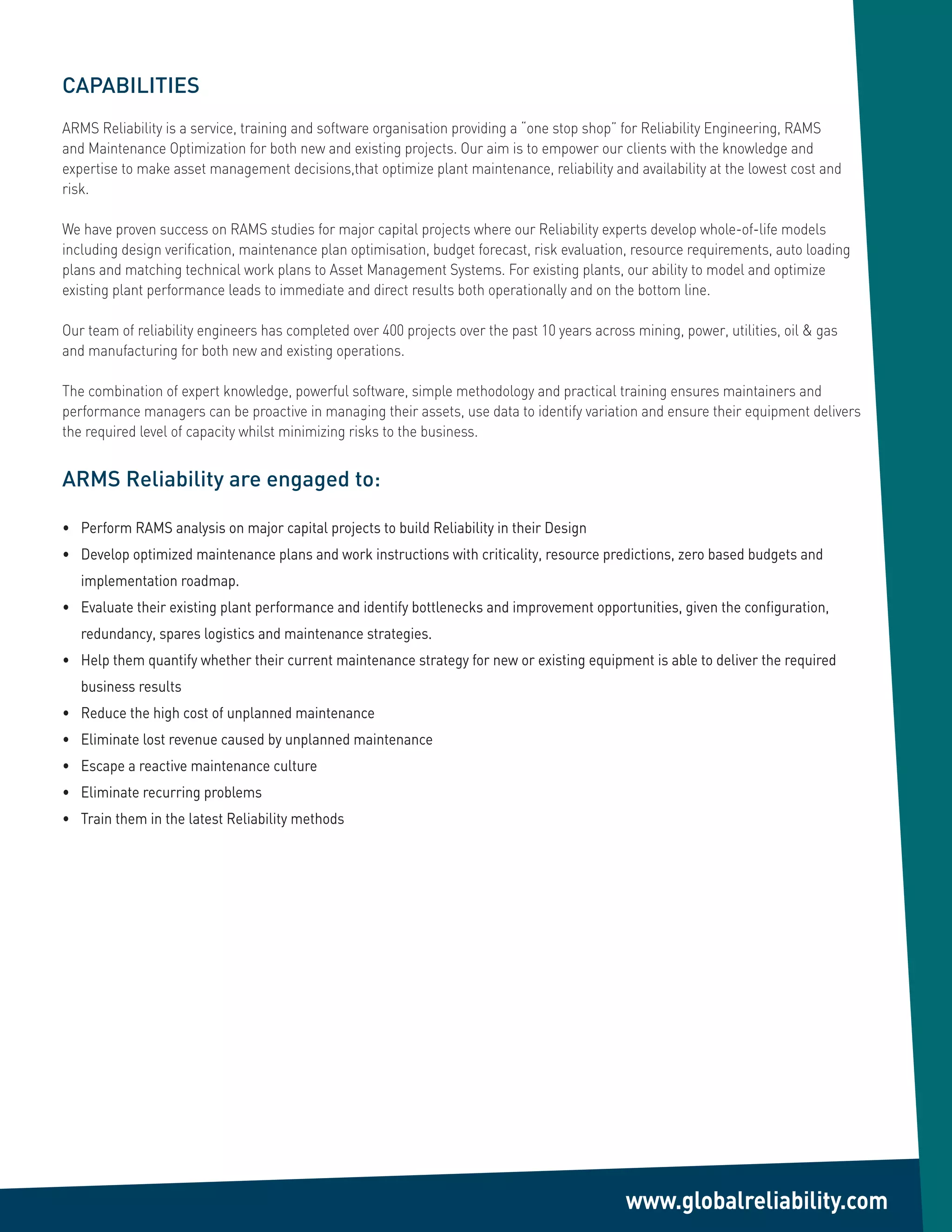 ARMS Reliability Capability Statement | PDF
