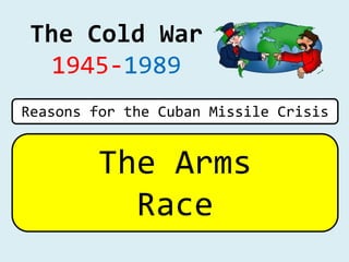 The Cold War
1945-1989
The Arms
Race
Reasons for the Cuban Missile Crisis
 