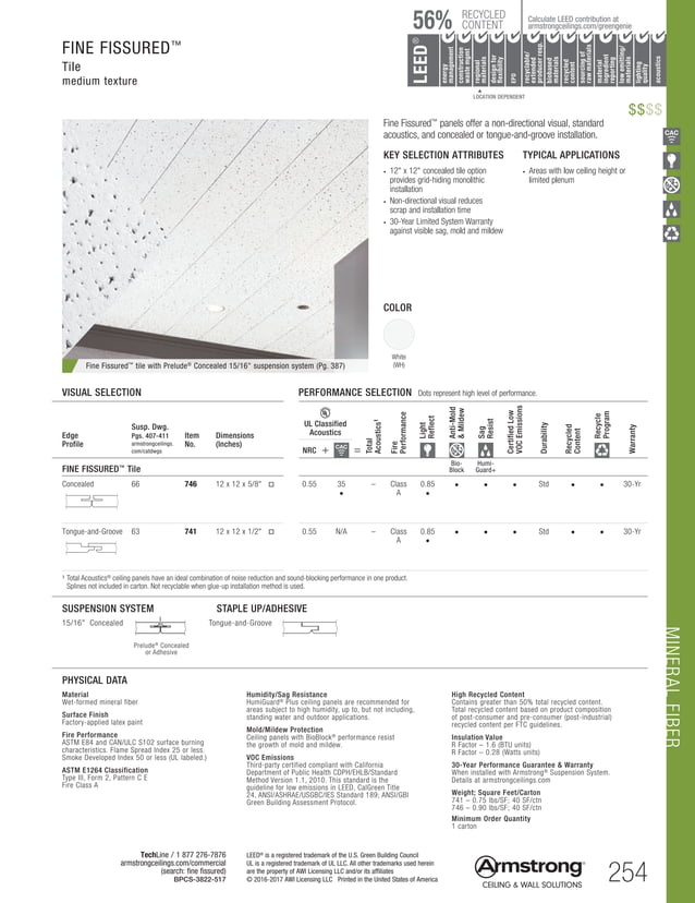 09-Armstrong ceilings-mineral-fiber-fiberglass-specifiers-reference | PDF