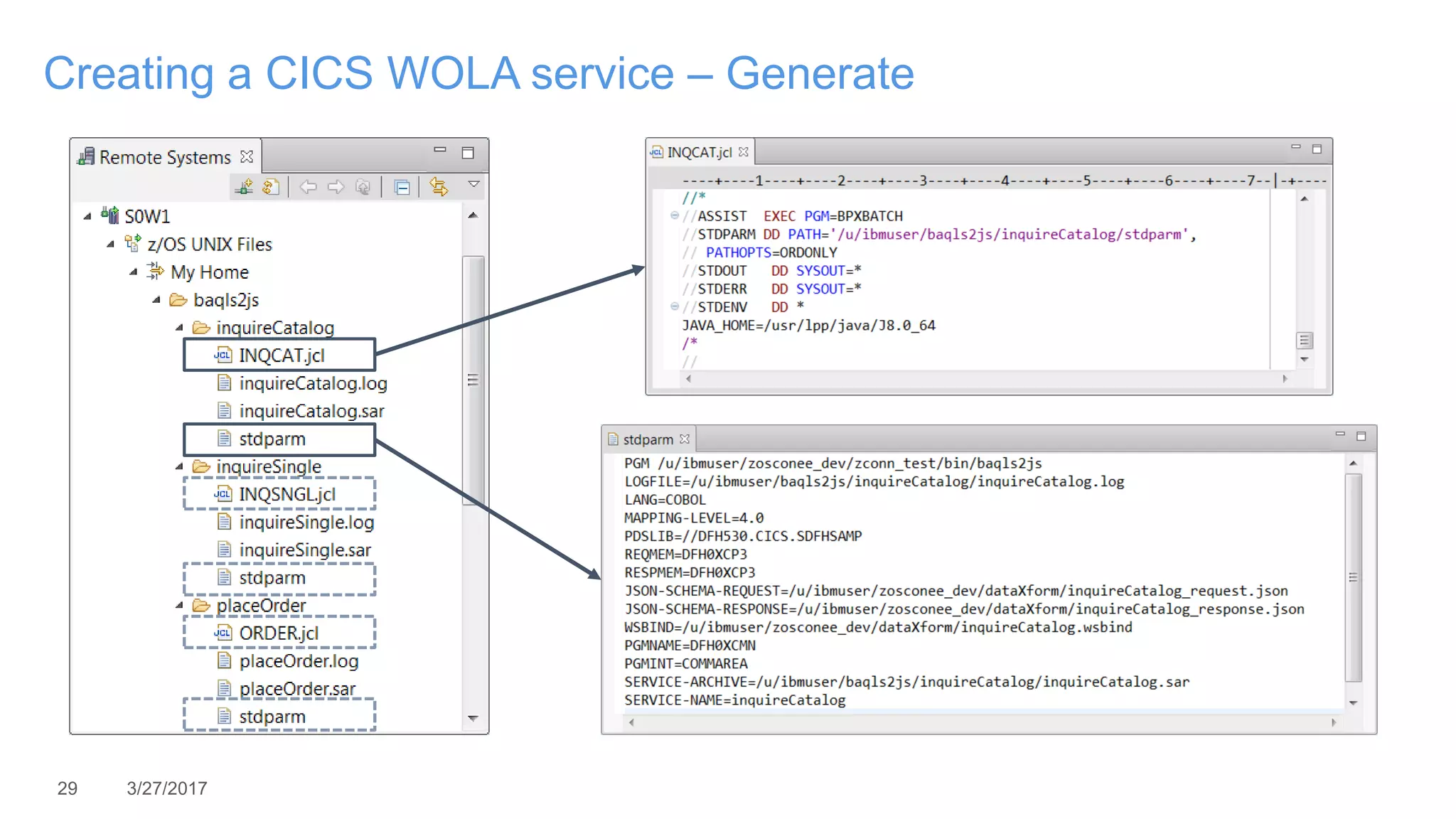 29 3/27/2017
Creating a CICS WOLA service – Generate
 