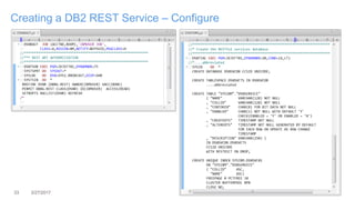 33 3/27/2017
Creating a DB2 REST Service – Configure
 