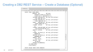 34 3/27/2017
Creating a DB2 REST Service – Create a Database (Optional)
 