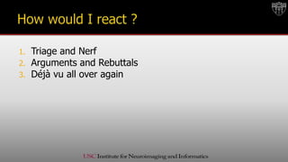 1. Triage and Nerf
2. Arguments and Rebuttals
3. Déjà vu all over again
 