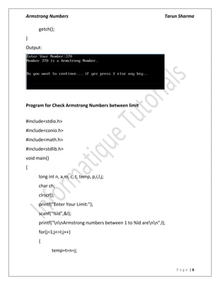 Armstrong numbers | PDF
