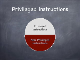 Privileged instructions

         Privileged
        instructions


       Non-Privileged
        instructions
 