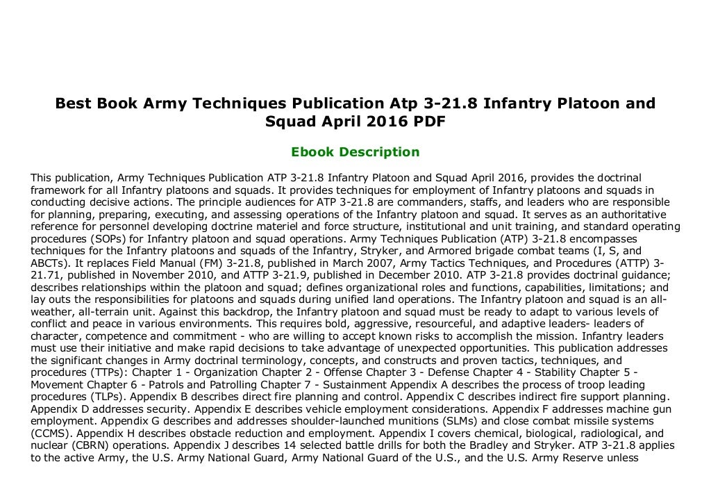 Atp 3 21.8 Infantry Platoon And Squad
