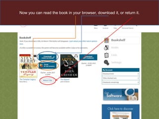 Now you can read the book in your browser, download it, or return it.

 