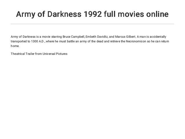 Army Of Darkness 1992 Full Movies Online