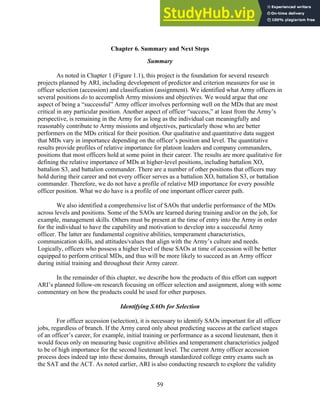 Army Officer Job Analysis Identifying Performance Requirements To ...