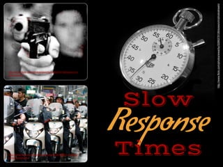 Slow
Response
Times
http://www.?ickr.com/photos/wwarby/3296379139/sizes/o/in/photostream/
http://www.?ickr.com/photos/wwarby/3296379139/sizes/o/in/
photostream/
http://www.?ickr.com/photos/seeminglee/2619857512/sizes/
o/in/photostream/
 