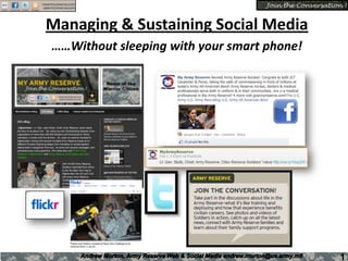 Managing & Sustaining Social Media ……Without sleeping with your smart phone! 1 