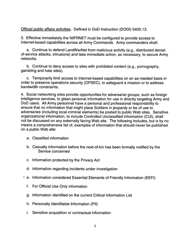 Army Official Social Media Policy