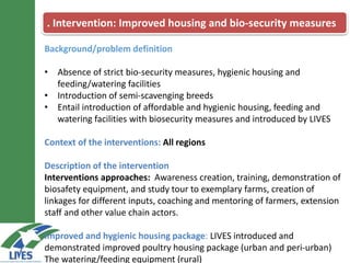 LIVES poultry value chain development interventions: Approaches and scalable interventions