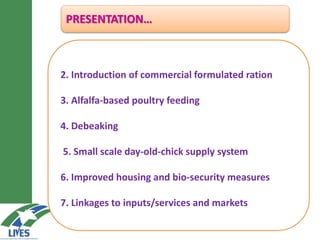 LIVES poultry value chain development interventions: Approaches and scalable interventions