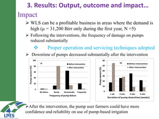 Capacitating water lifting service providers reduce risks of crop failure and increase producer confidence in adopting irrigation: LIVES experiences
