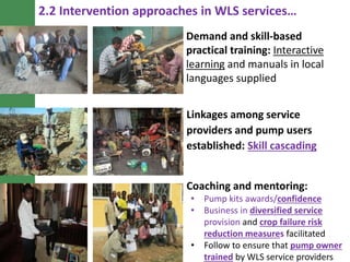Capacitating water lifting service providers reduce risks of crop failure and increase producer confidence in adopting irrigation: LIVES experiences