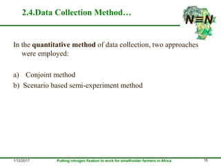 Smallholder farmers’ legume technology adoption preferences and contributions to farmers’ performance: Evidences from N2Africa project